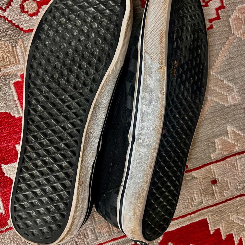 Vans Men's Black and Gray Checkered Slip-On Sneakers - Picture 3 of 5